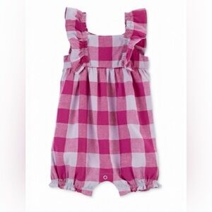 Carter's Hot Pink Plaid Romper / 18 months